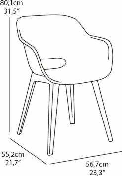 Allibert Akola Tuinstoelen - 2 Stuks -56,5x55x80cm - Donkergrijs -Tuinmeubel Winkel 834x1200