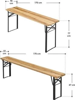 Merkloos Biertafelset / Bierbank - 3-delig - 170cm -Tuinmeubel Winkel 905x1200