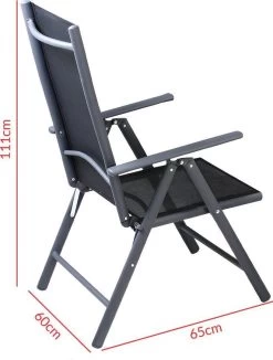 Tuinset 4 + 1 Klapstoelen Tuintafel – Aluminium 80x80cm - Grijs -Tuinmeubel Winkel 910x1200