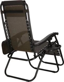 Springos Tuinstoel | Ligstoel | Opvouwbaar | Verstelbaar | Ergonomische Hoofdsteun | Bruin / Zwart -Tuinmeubel Winkel 934x1200