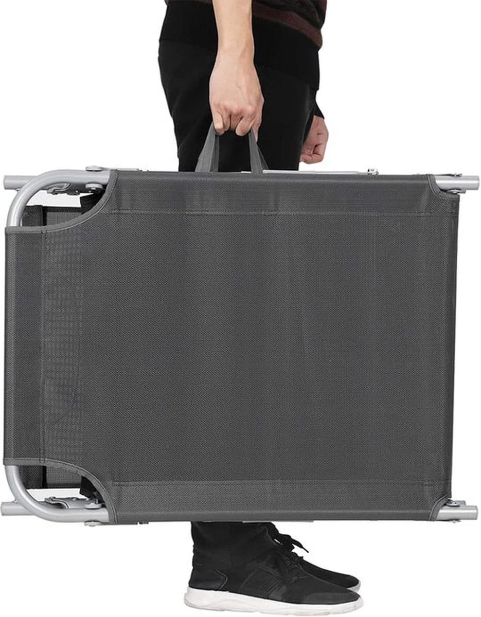 Ligstoel Met Hoofdsteun En Zon Bescherming Verstelbare Rugleuning Inklapbaar Donker Grijs Ligbed Tuin 4 Ligstoel Met Hoofdsteun En Zon Bescherming Verstelbare Rugleuning Inklapbaar Donker Grijs Ligbed Tuin - Afbeelding 4