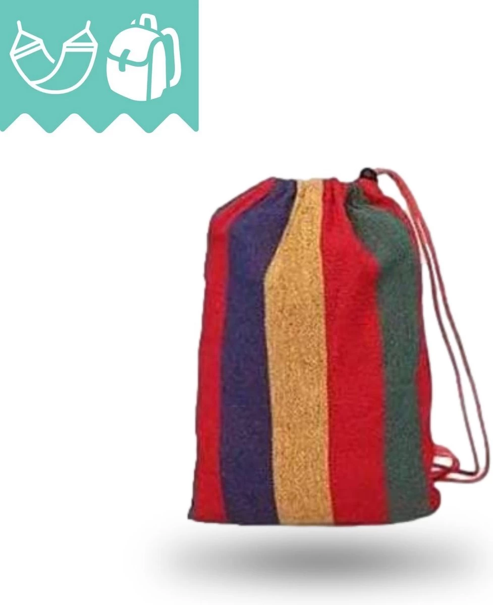 Dubbele Hangmat Rood Met Spreidstok - 1 Of 2 Persoons - Lig Oppervlak 190x150cm - Lengte 260cm 7 Dubbele Hangmat Rood Met Spreidstok - 1 Of 2 Persoons - Lig Oppervlak 190x150cm - Lengte 260cm - Afbeelding 7