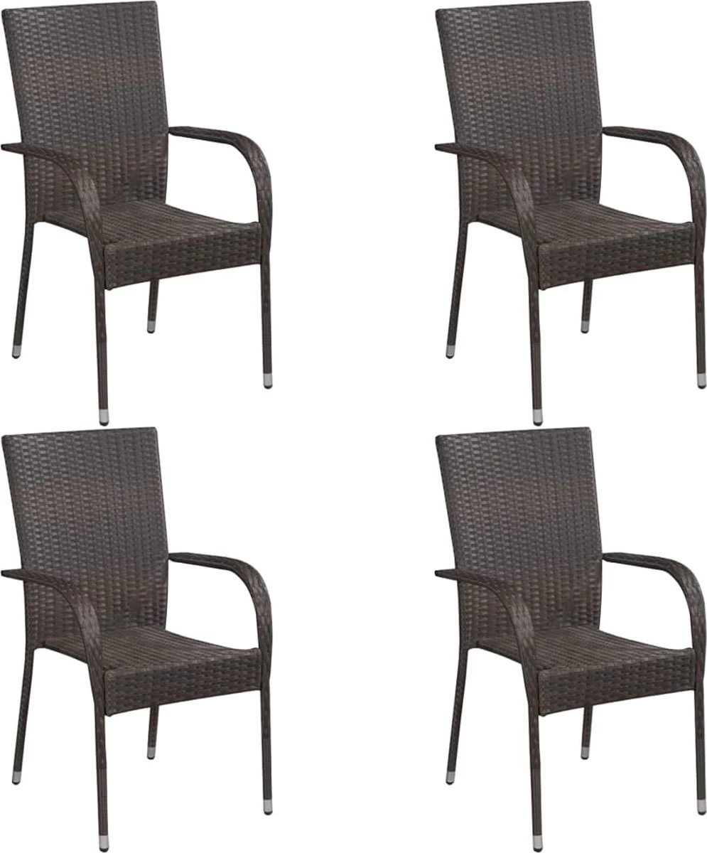 VidaXL 5-delige Tuinset Poly Rattan Bruin 4 VidaXL 5-delige Tuinset Poly Rattan Bruin - Afbeelding 4