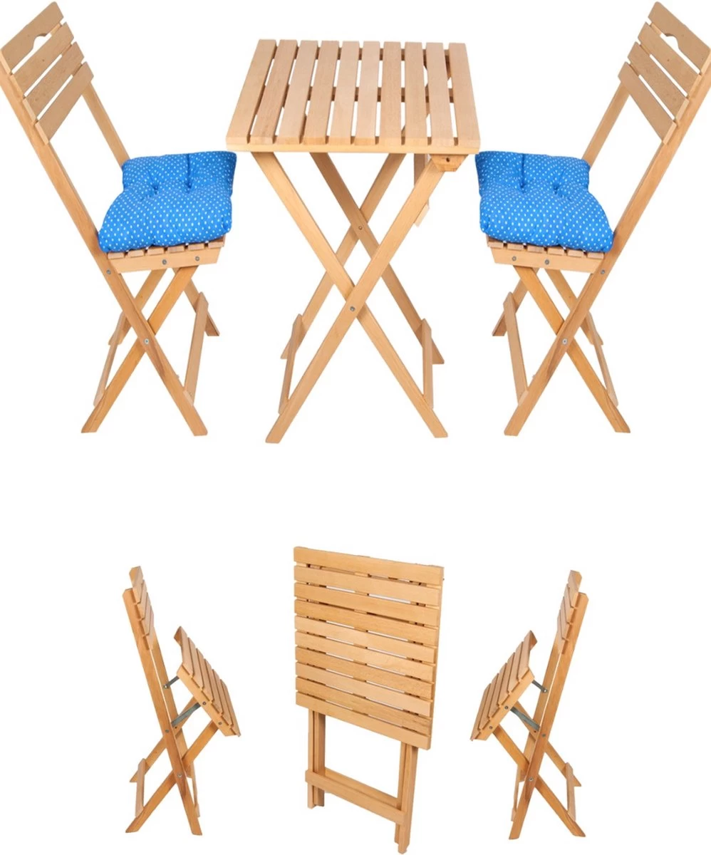 SiRaC - Houten Tuinset - Balkonset - 3-delig - Met Paarse Kussens - Natuurlijke Hout - Balkon Meubelen - 2 Persoons Balkonset - Twee Stoelen En Bijzettafel - Hout 3 SiRaC - Houten Tuinset - Balkonset - 3-delig - Met Paarse Kussens - Natuurlijke Hout - Balkon Meubelen - 2 Persoons Balkonset - Twee Stoelen En Bijzettafel - Hout - Afbeelding 3